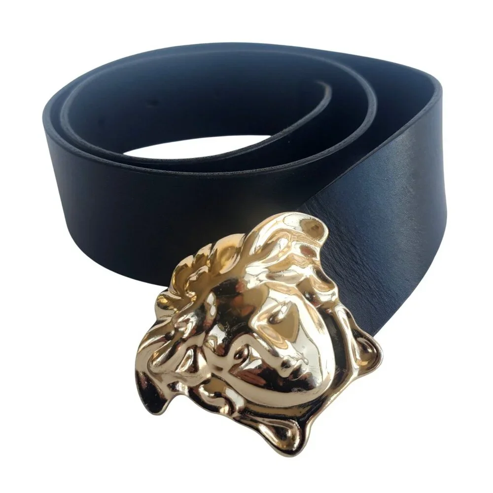 J Lindeberg Stockholm Vintage Leather Black Belt 32 Metal Mercury Buckle M - Picture 2 of 10